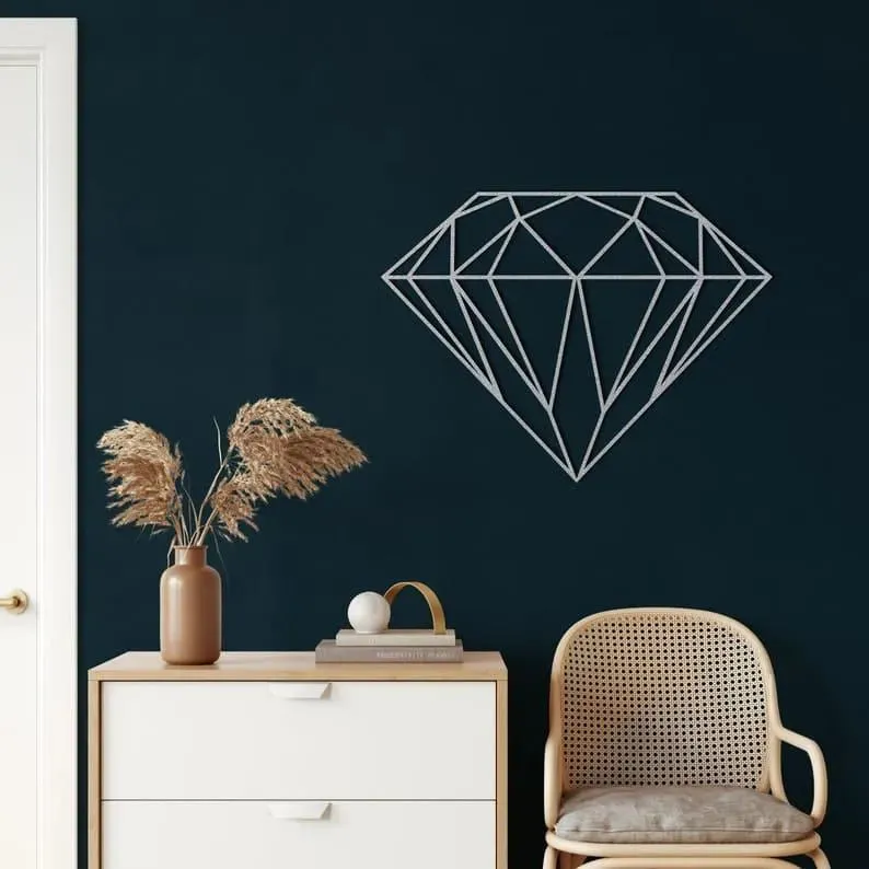 Diamond Shaped Metal Wall Hanging Decor