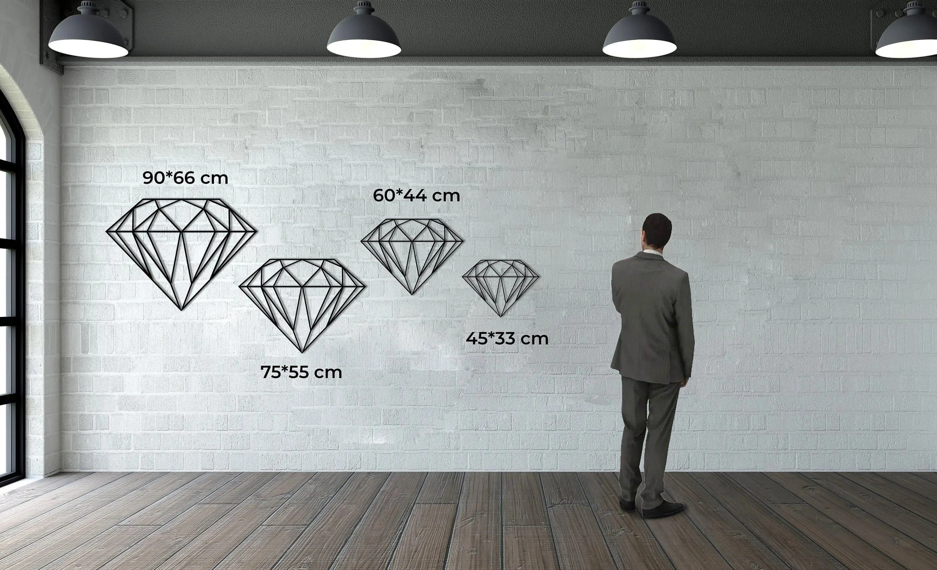 Diamond Shaped Metal Wall Hanging Decor