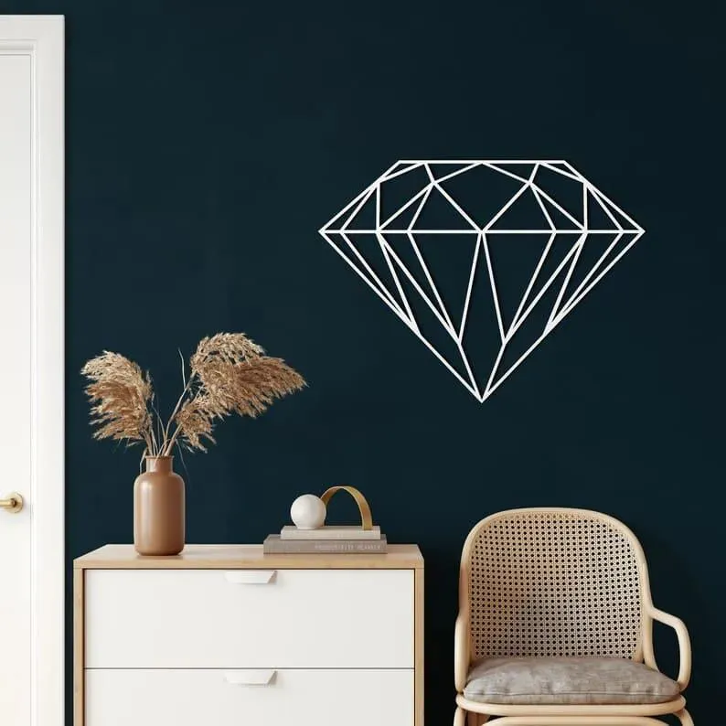 Diamond Shaped Metal Wall Hanging Decor