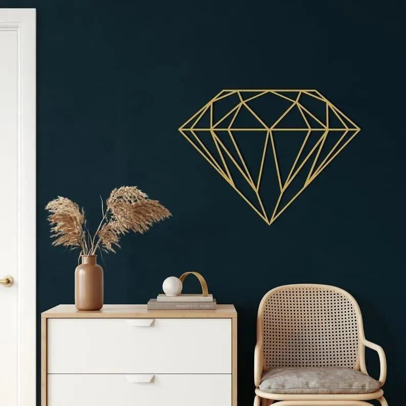 Diamond Shaped Metal Wall Hanging Decor
