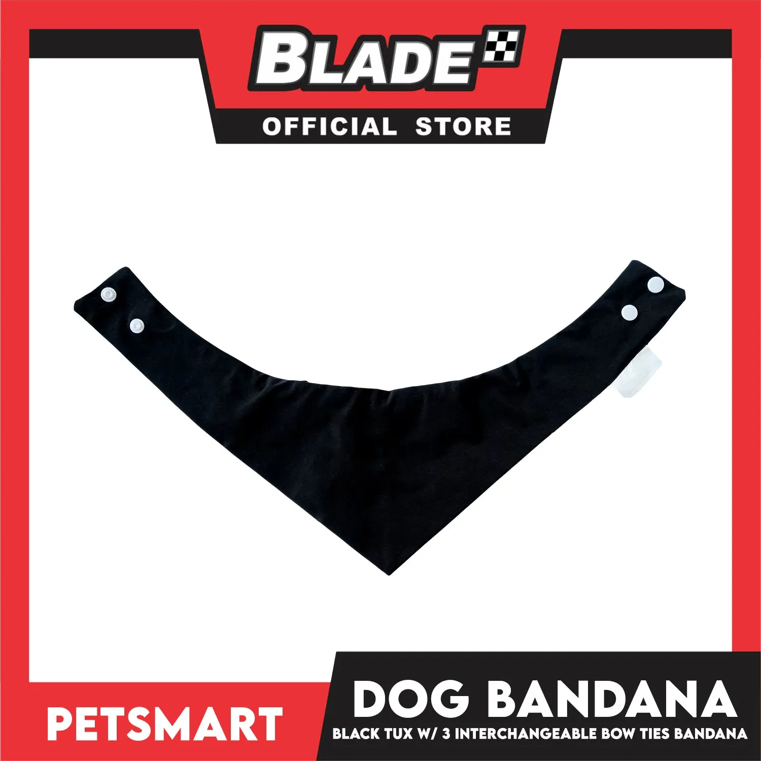 Dog Bandana, Black Tuxedo with 3 Interchangeable Bow Ties DB-CTN45XS (XS) Soft and Comfortable Pet Bandana
