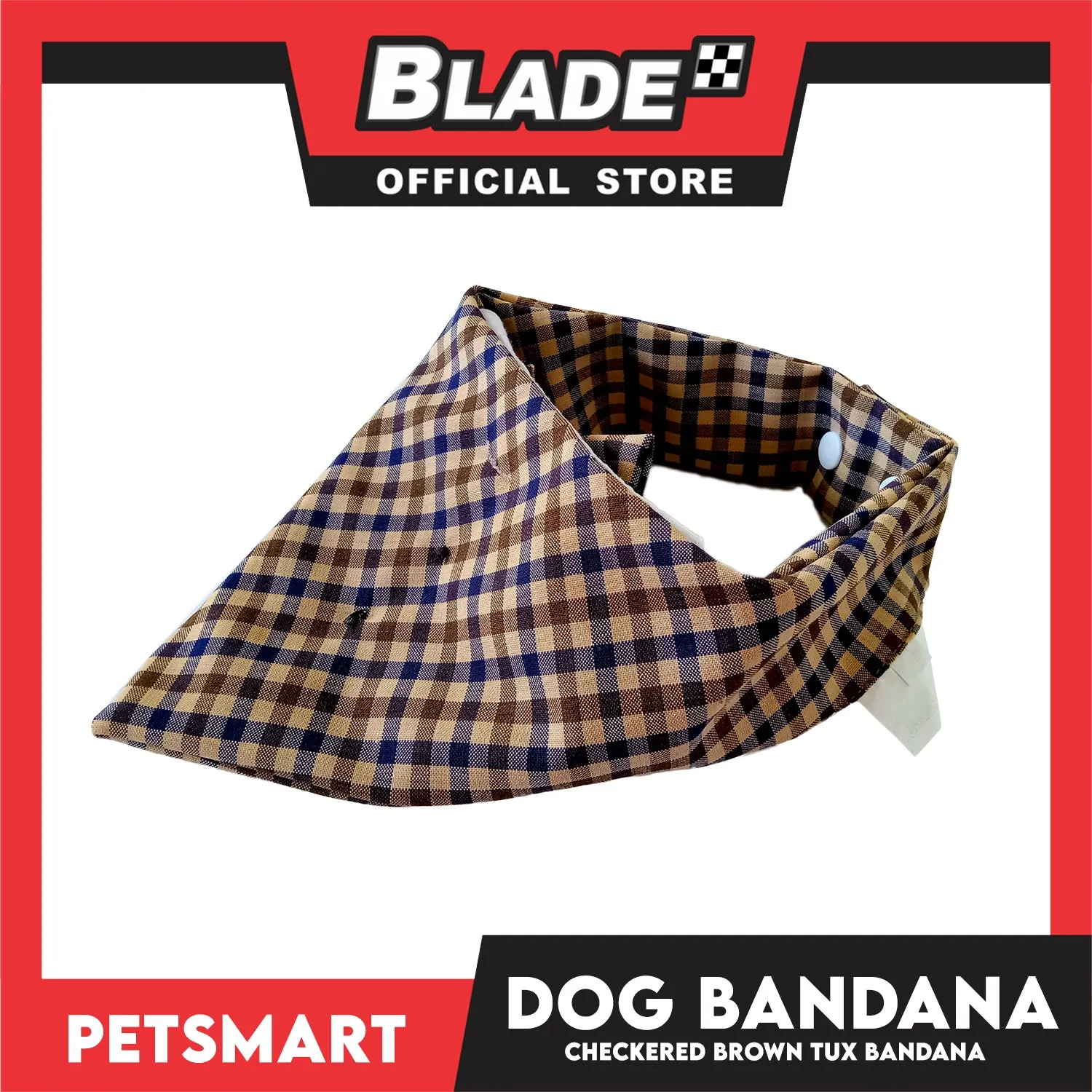 Dog Bandana, Checkered Brown Tuxedo Design Bandana DB-CTN44M (Medium) Soft and Comfortable Pet Bandana