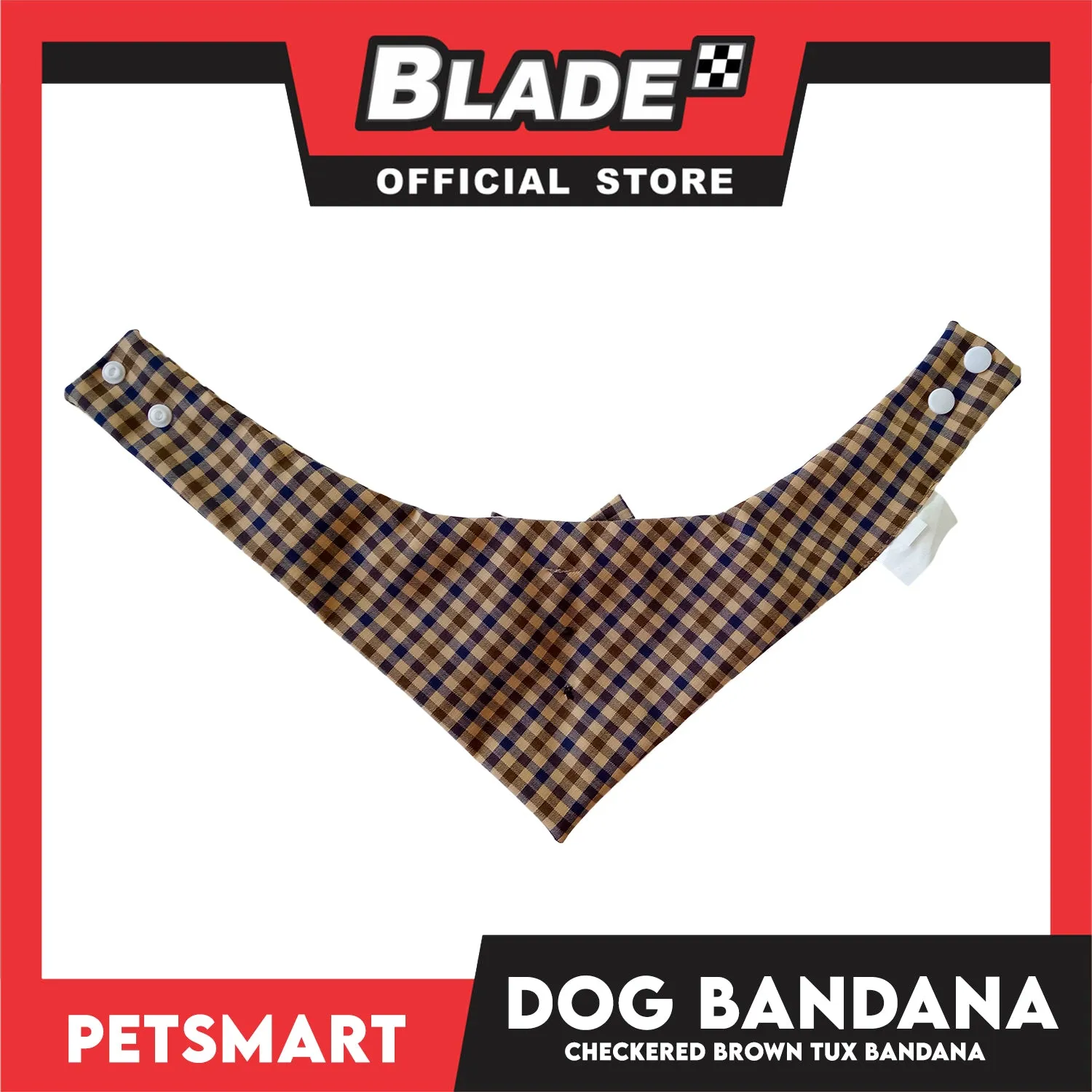 Dog Bandana, Checkered Brown Tuxedo Design Bandana DB-CTN44M (Medium) Soft and Comfortable Pet Bandana