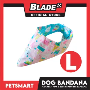 Dog Bandana, Ice Cream Design, Pink and Blue Reversible Bandana DB-CTN40L (Large) Soft and Comfortable Pet Bandana
