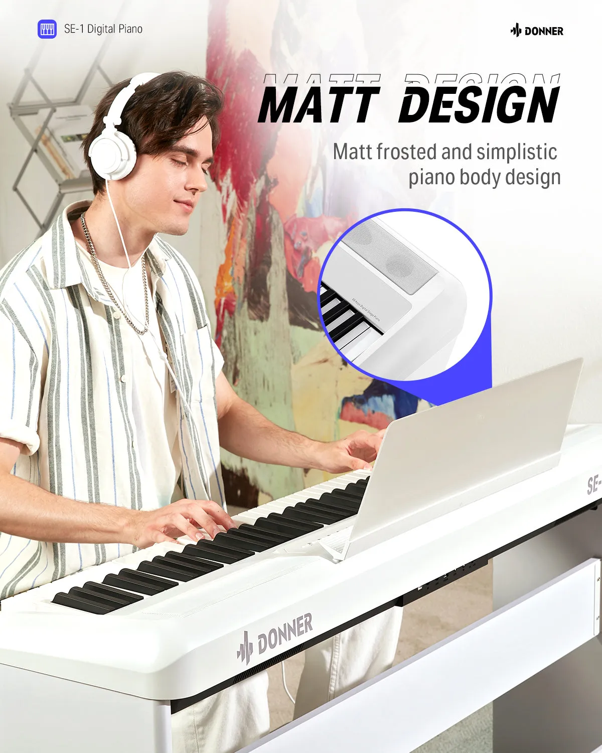 Donner SE-1 88 Key Full Weighted Digital Piano Portable Professional Arranger Keyboard with Stand