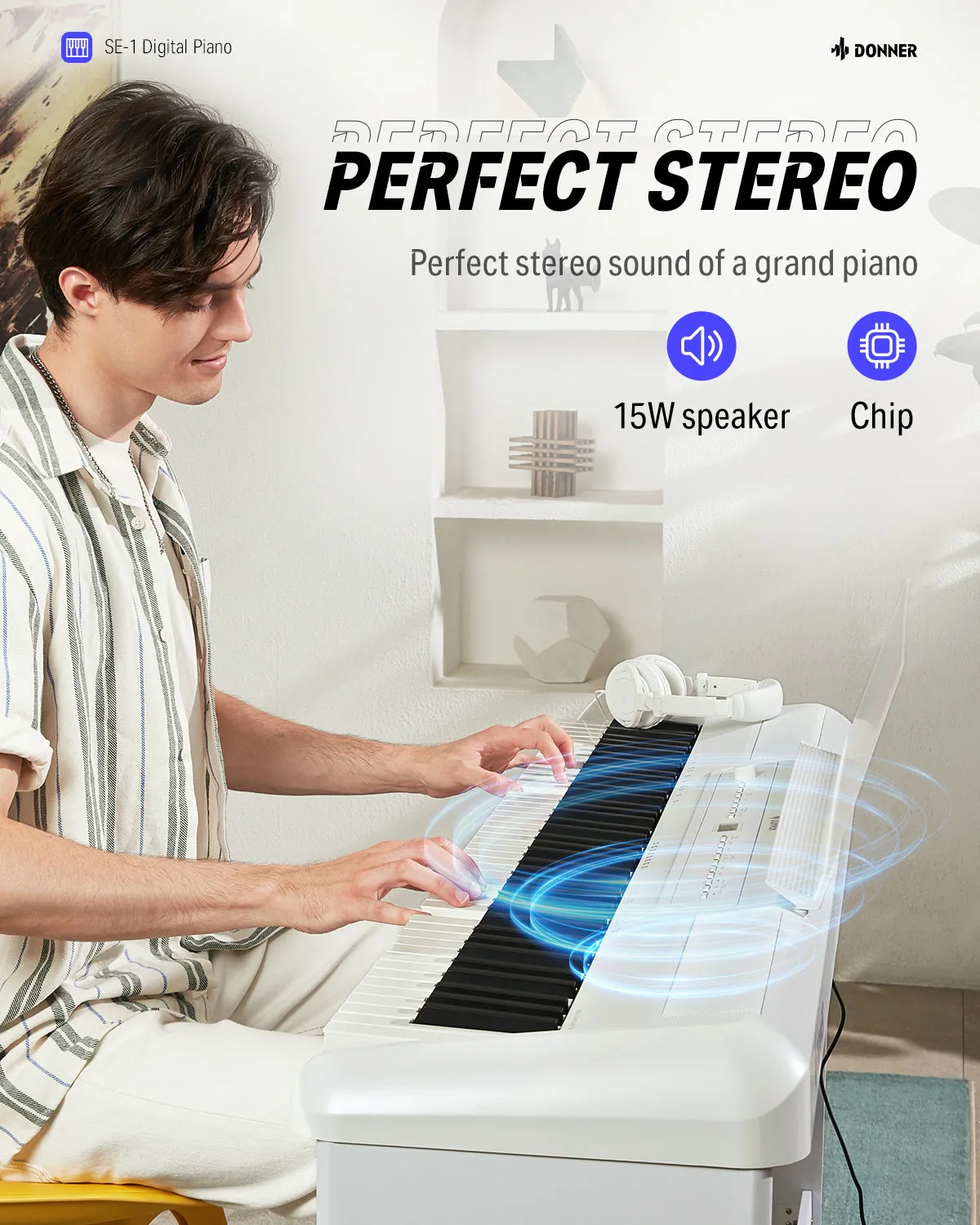 Donner SE-1 88 Key Full Weighted Digital Piano Portable Professional Arranger Keyboard with Stand