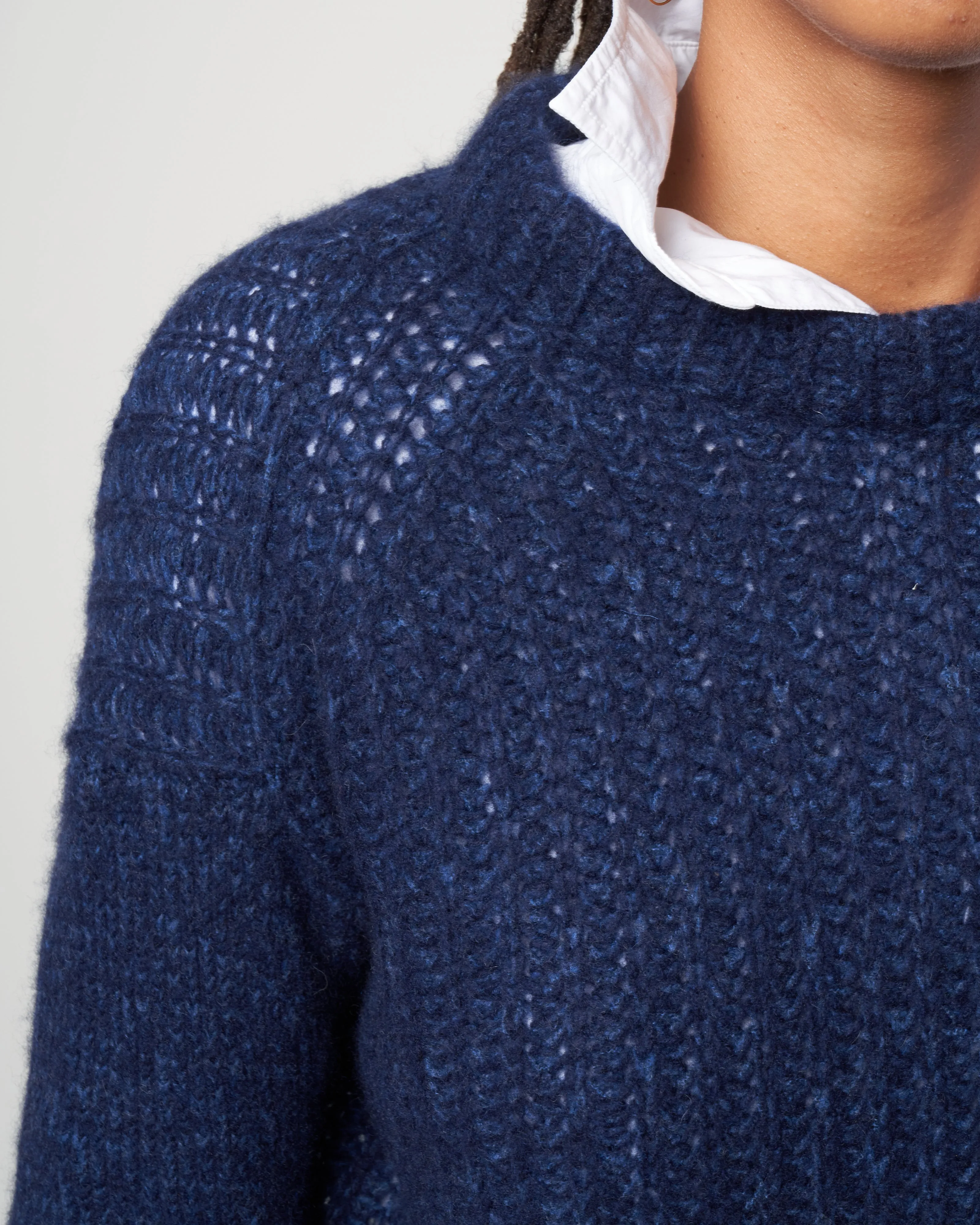 double dreamy cashmere crew - denim/navy