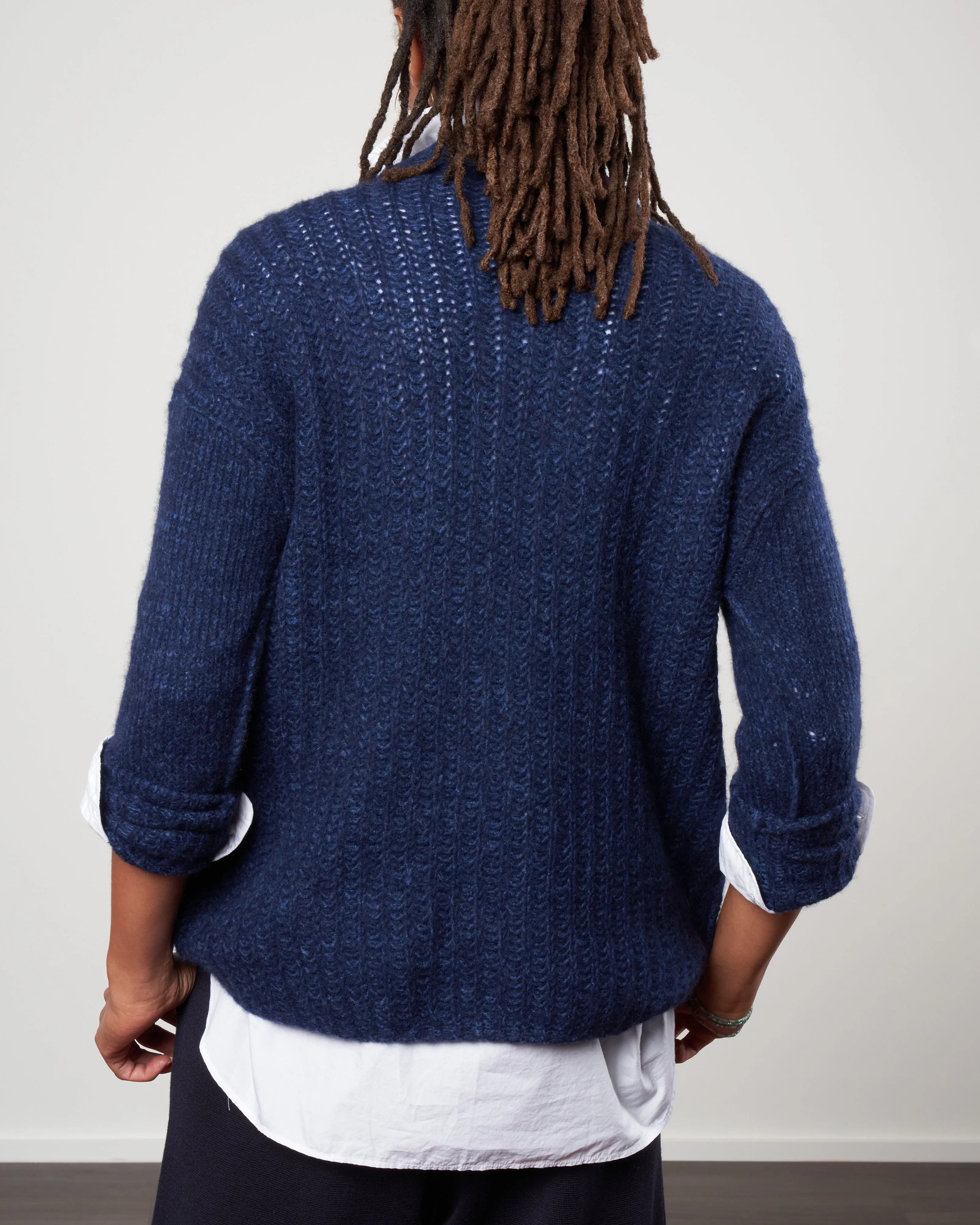 double dreamy cashmere crew - denim/navy