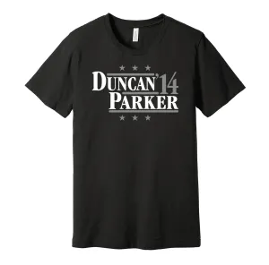 Duncan & Parker '14 - San Antonio Basketball Legends Political Campaign Parody T-Shirt - Hyper Than Hype Shirts