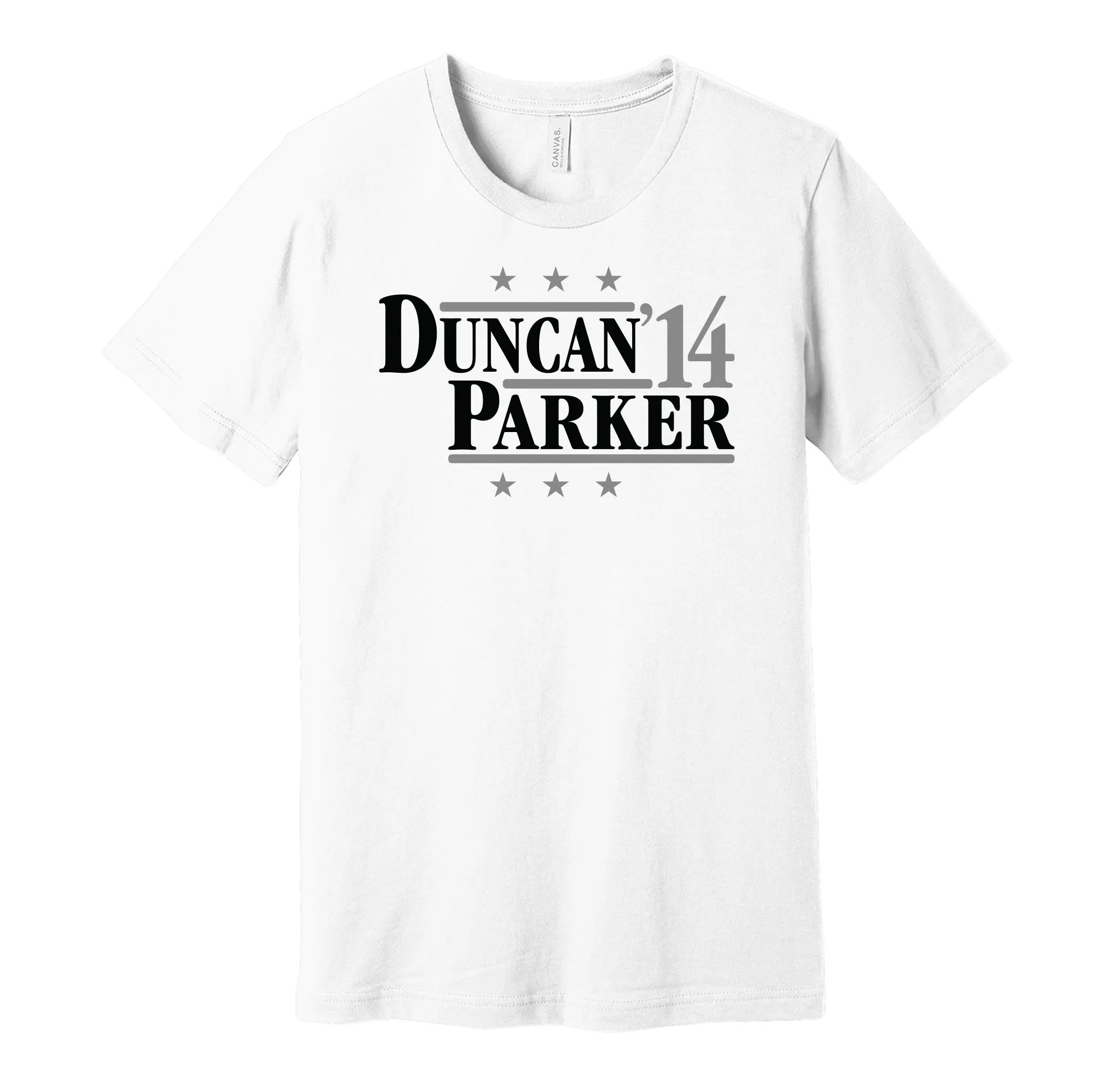 Duncan & Parker '14 - San Antonio Basketball Legends Political Campaign Parody T-Shirt - Hyper Than Hype Shirts