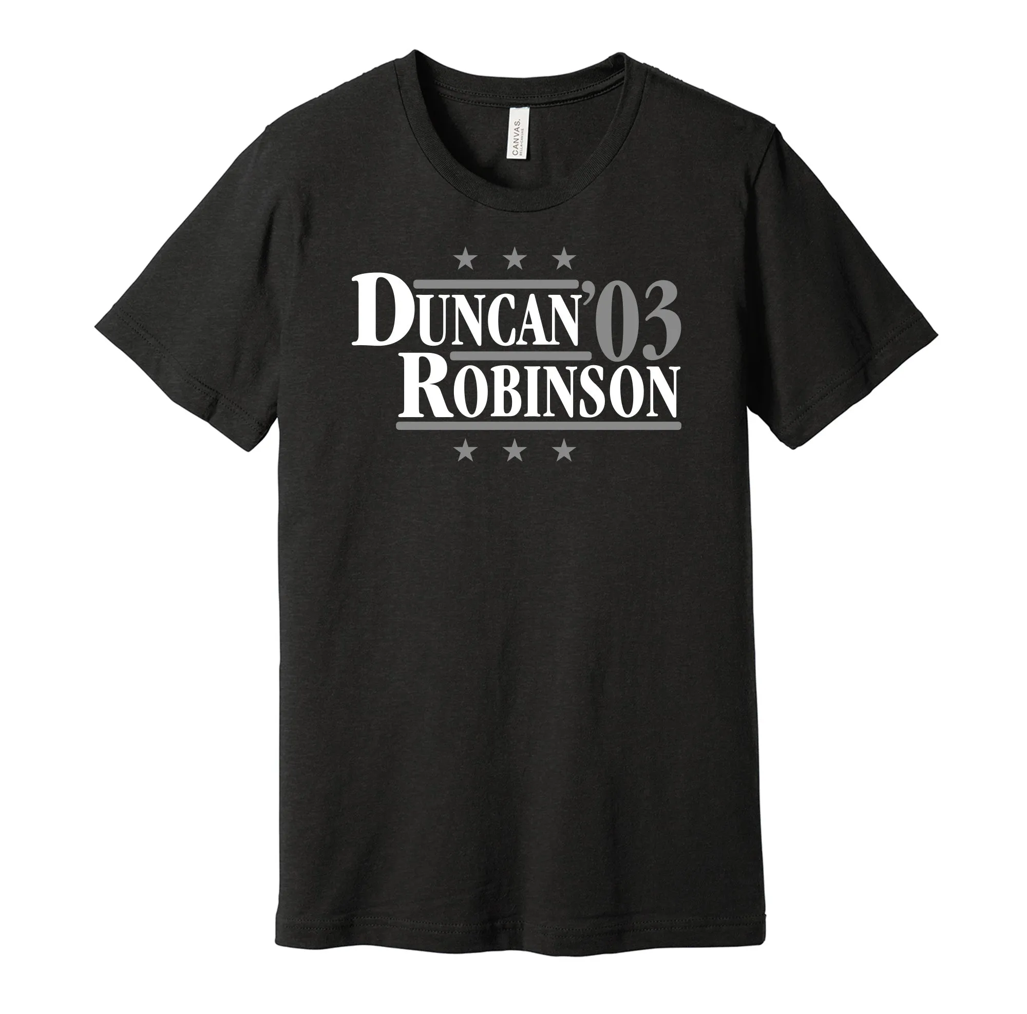 Duncan & Robinson '03 - San Antonio Basketball Legends Political Campaign Parody T-Shirt - Hyper Than Hype Shirts
