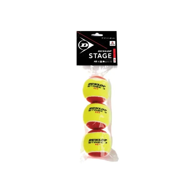 Dunlop Stage 3 Red & Yellow Tennis Balls 3-Pack