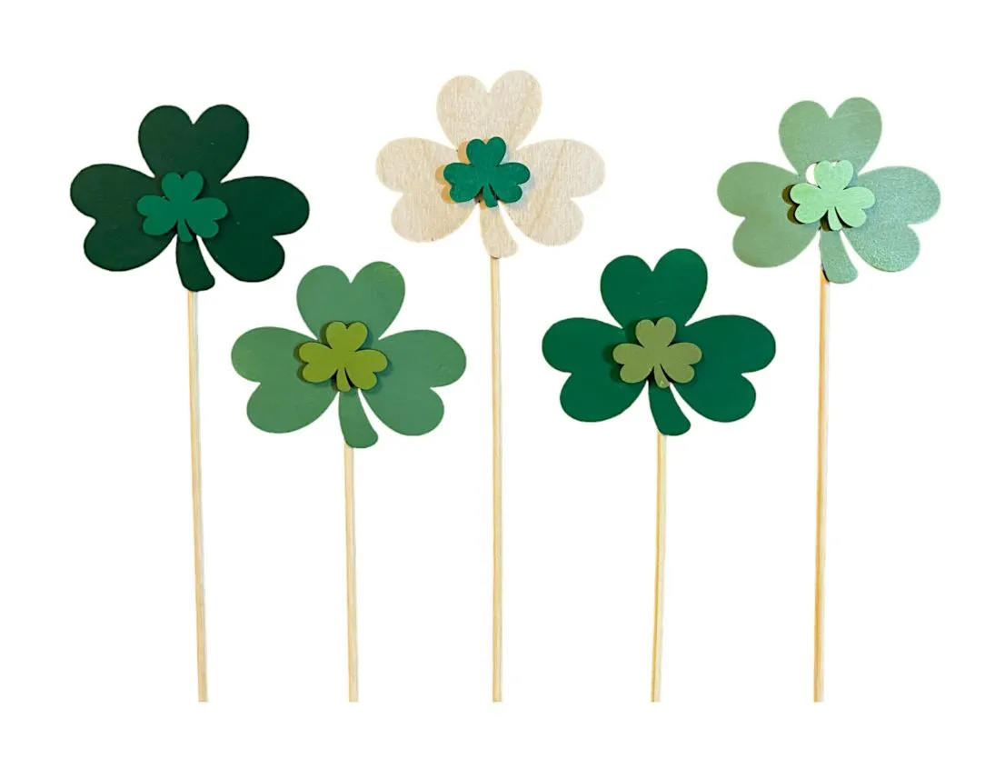 Duo Shamrock Mini Wooden Plant Stakes