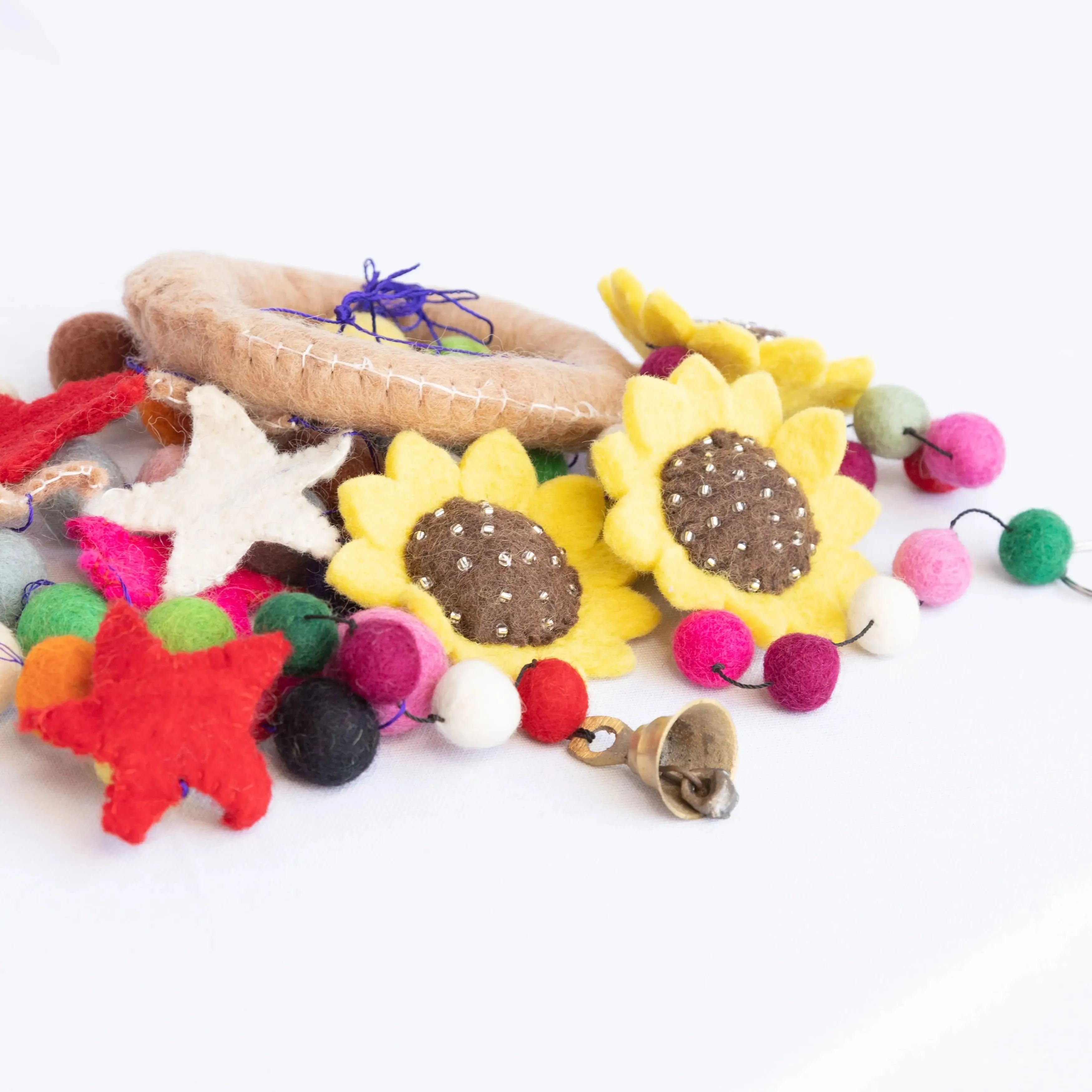 EcoFriendly Customizable Wool Felt Ball Garland Handmade in Nepal