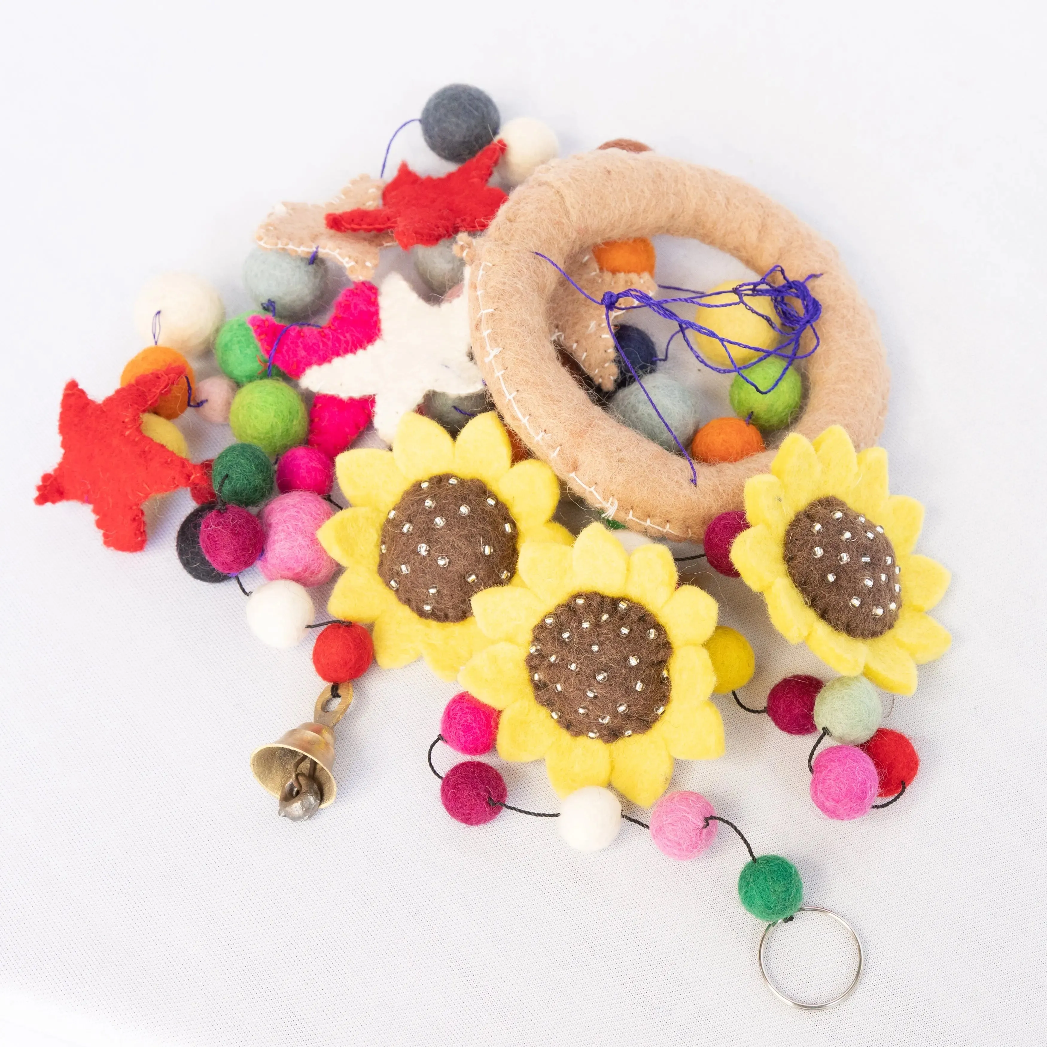 EcoFriendly Customizable Wool Felt Ball Garland Handmade in Nepal