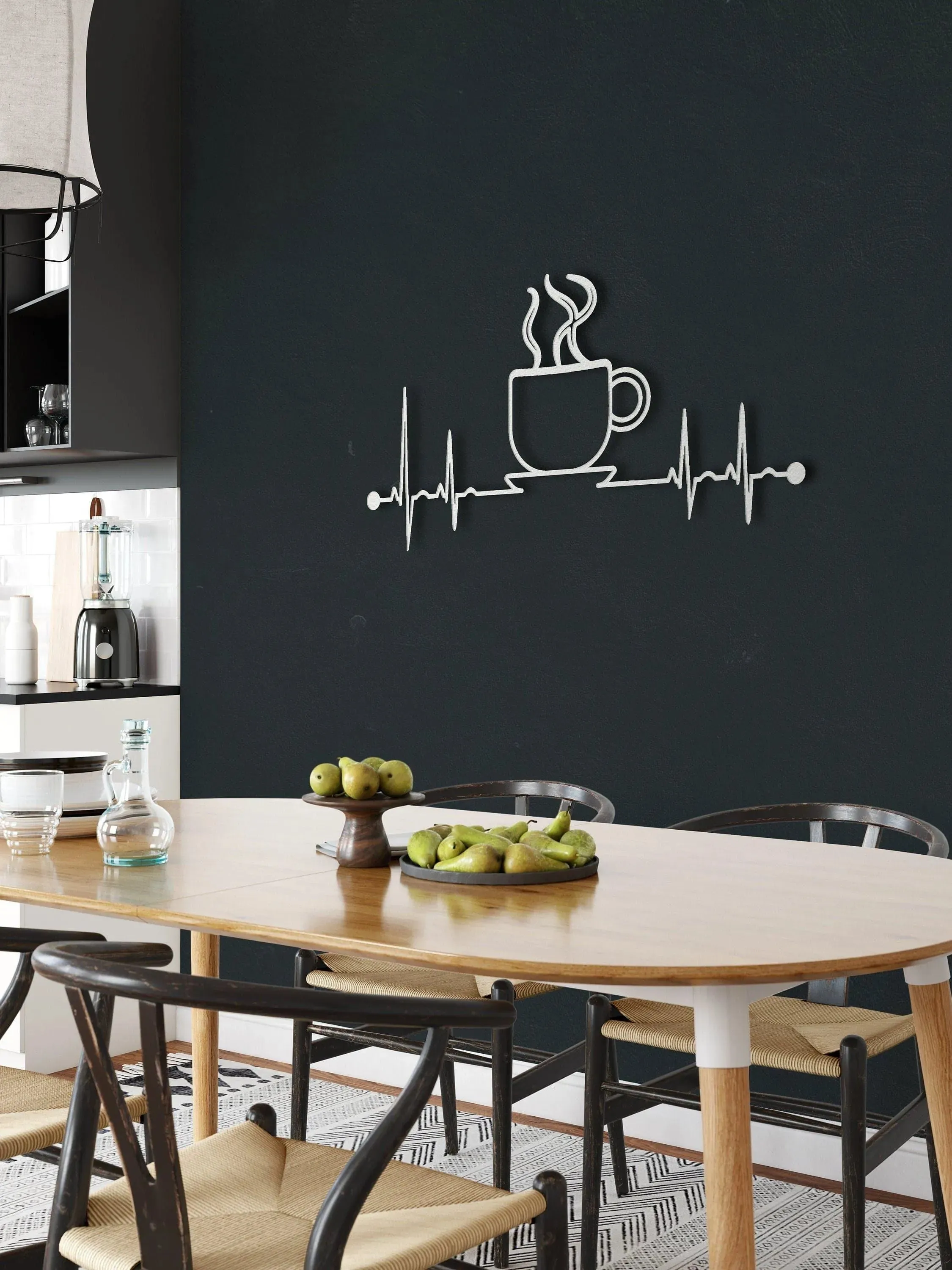 Ekg Coffee Mug Metal Wall Hanging Decor