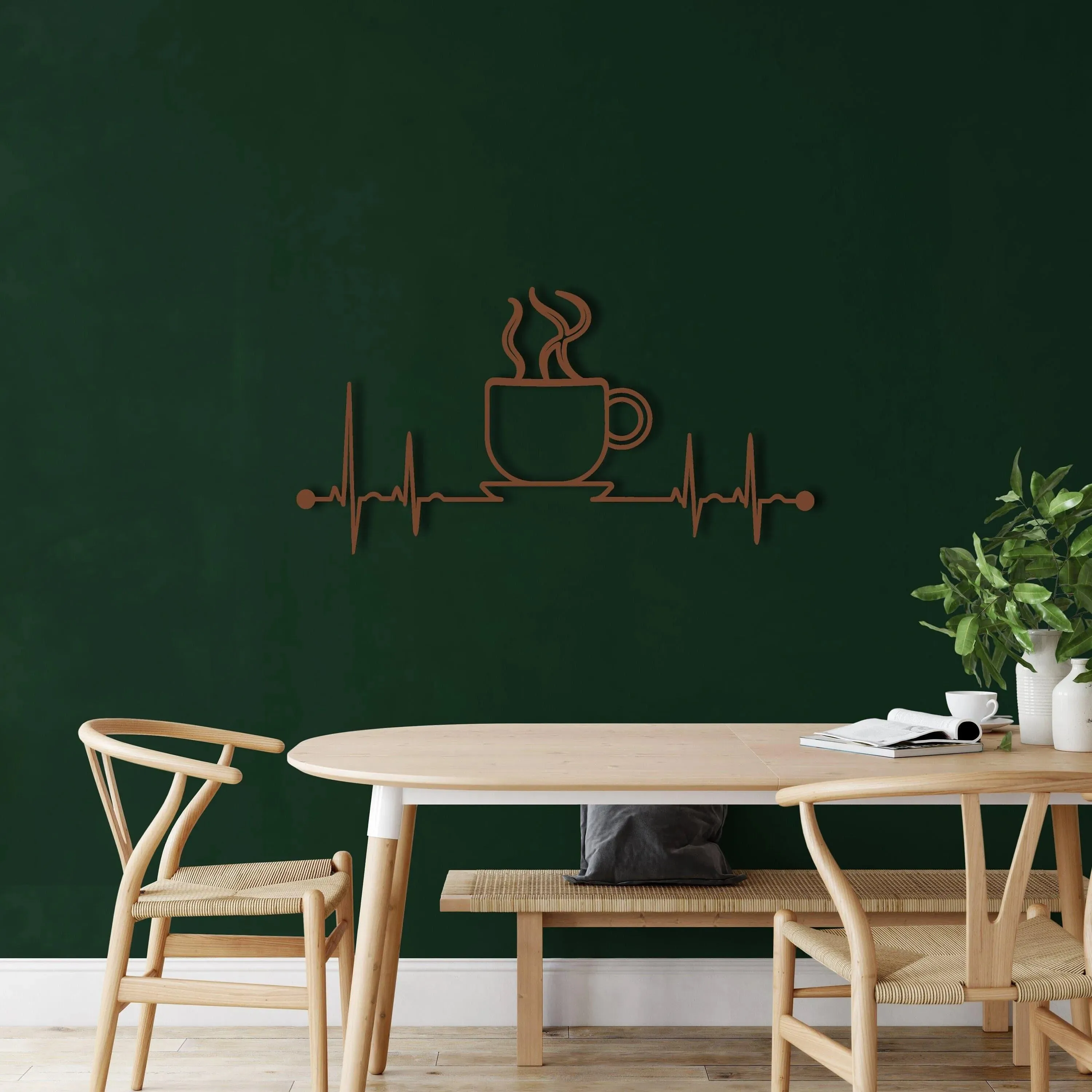 Ekg Coffee Mug Metal Wall Hanging Decor