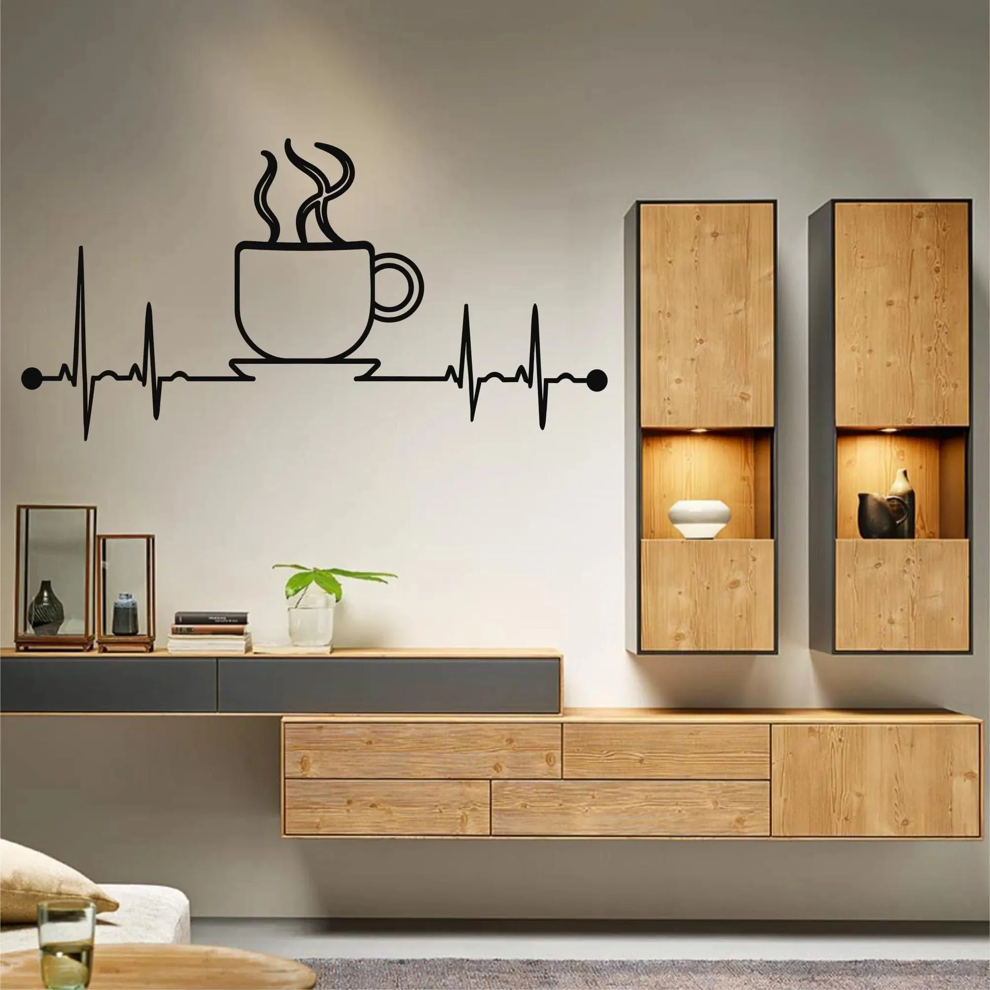 Ekg Coffee Mug Metal Wall Hanging Decor