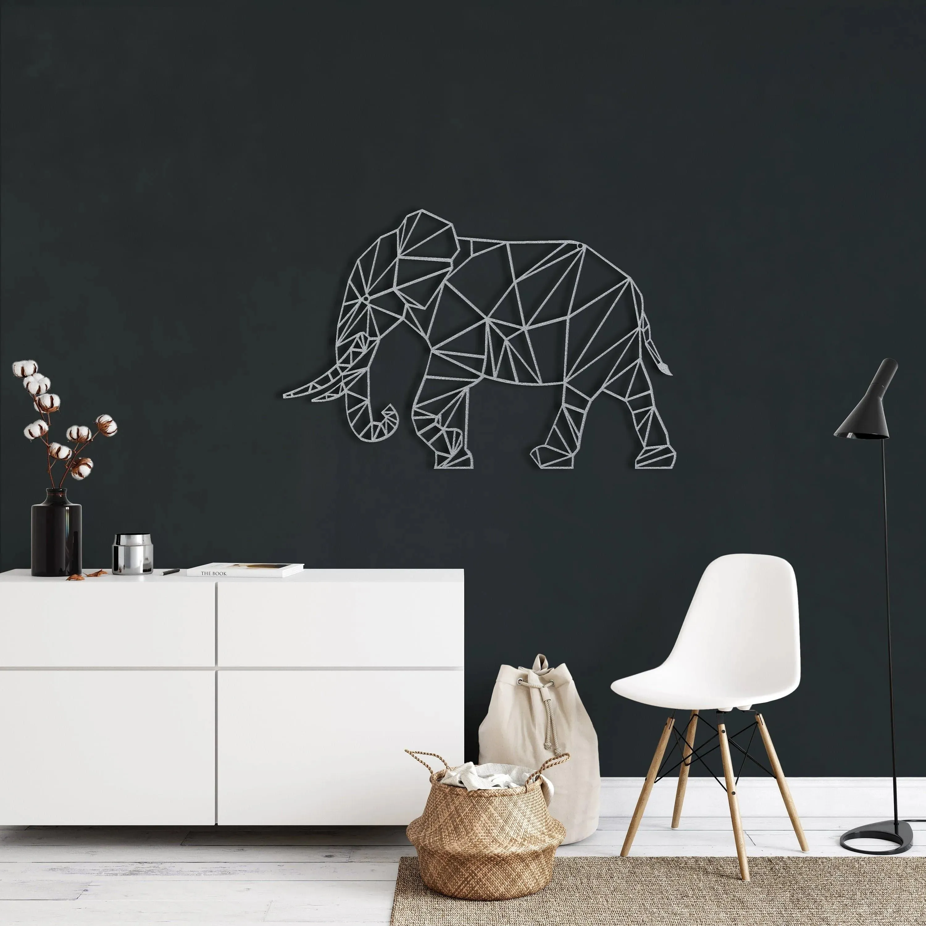 Elephant Shaped Metal Wall Hanging Decor