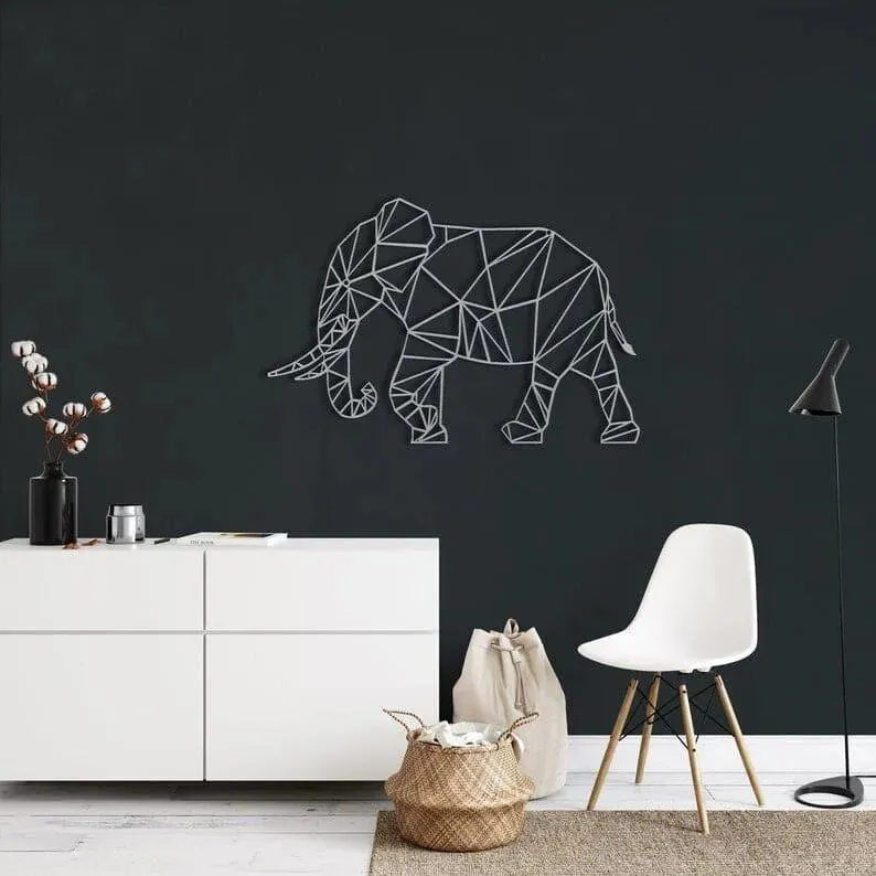 Elephant Shaped Metal Wall Hanging Decor