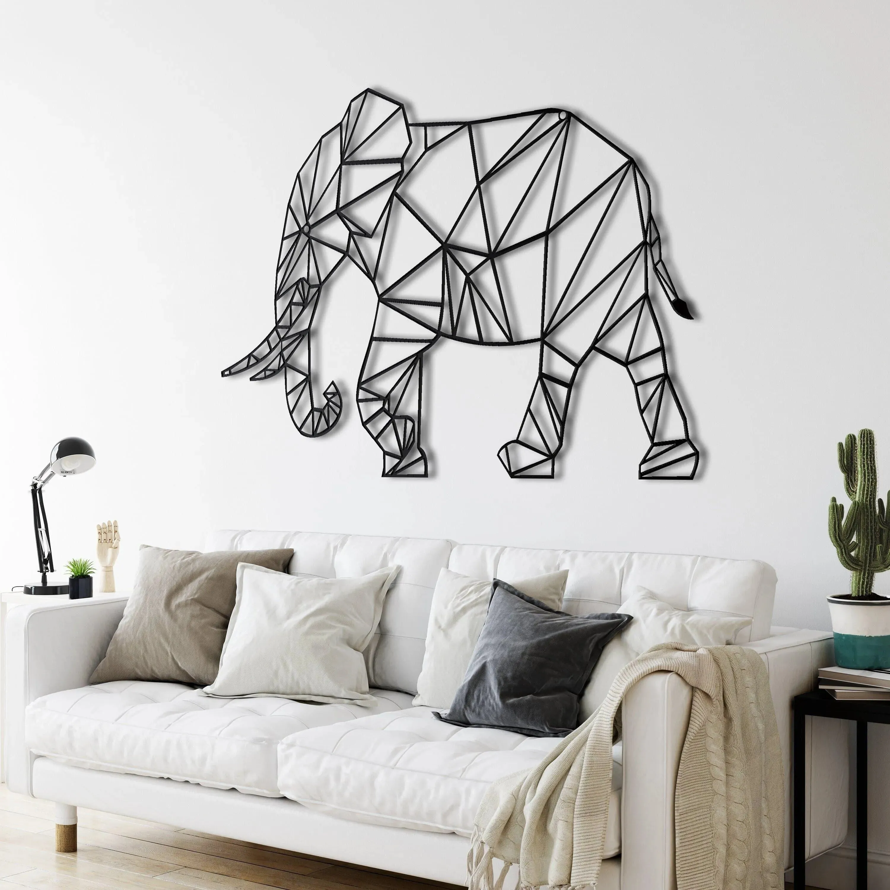 Elephant Shaped Metal Wall Hanging Decor