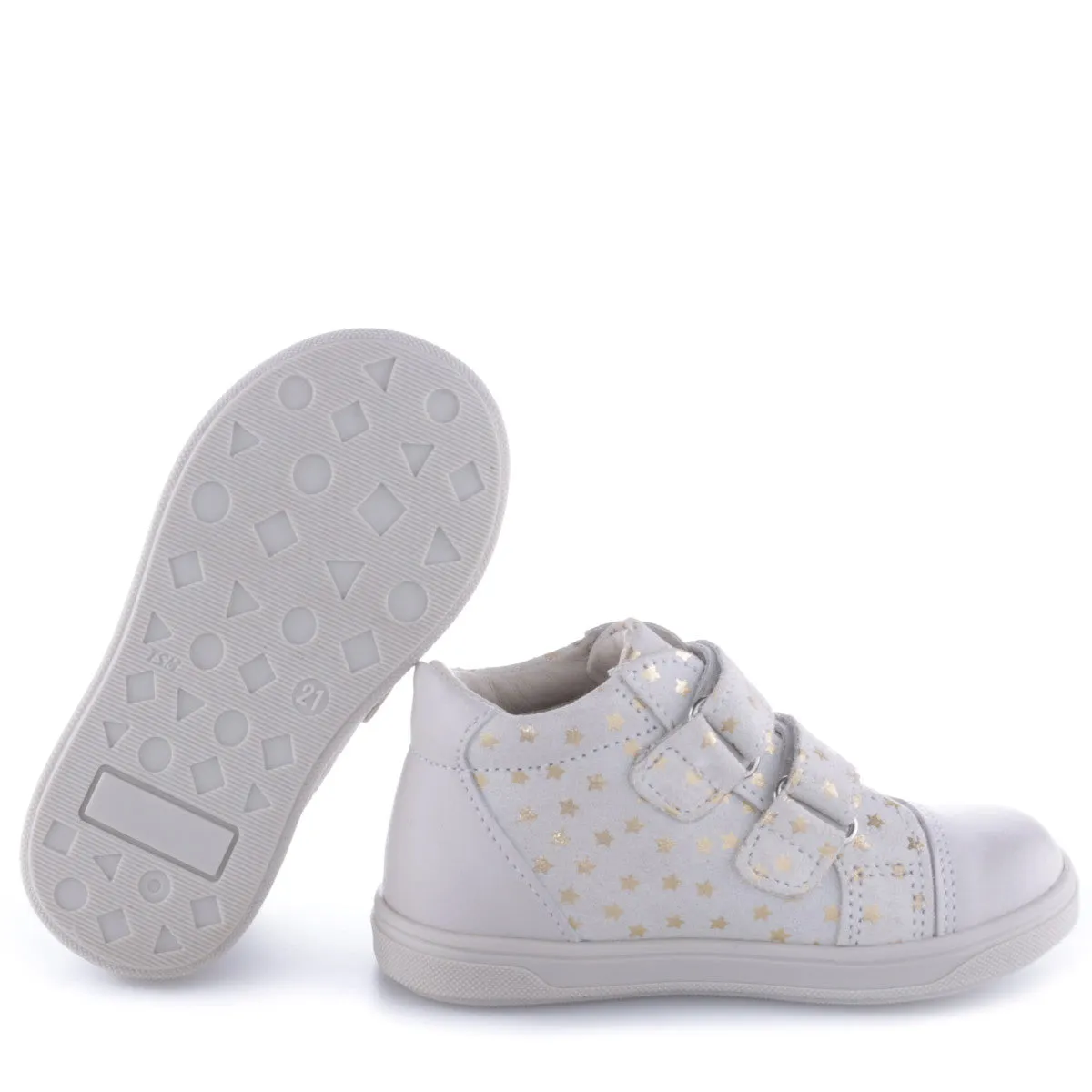 Emel Off-White/Gold Star Velcro Sneaker