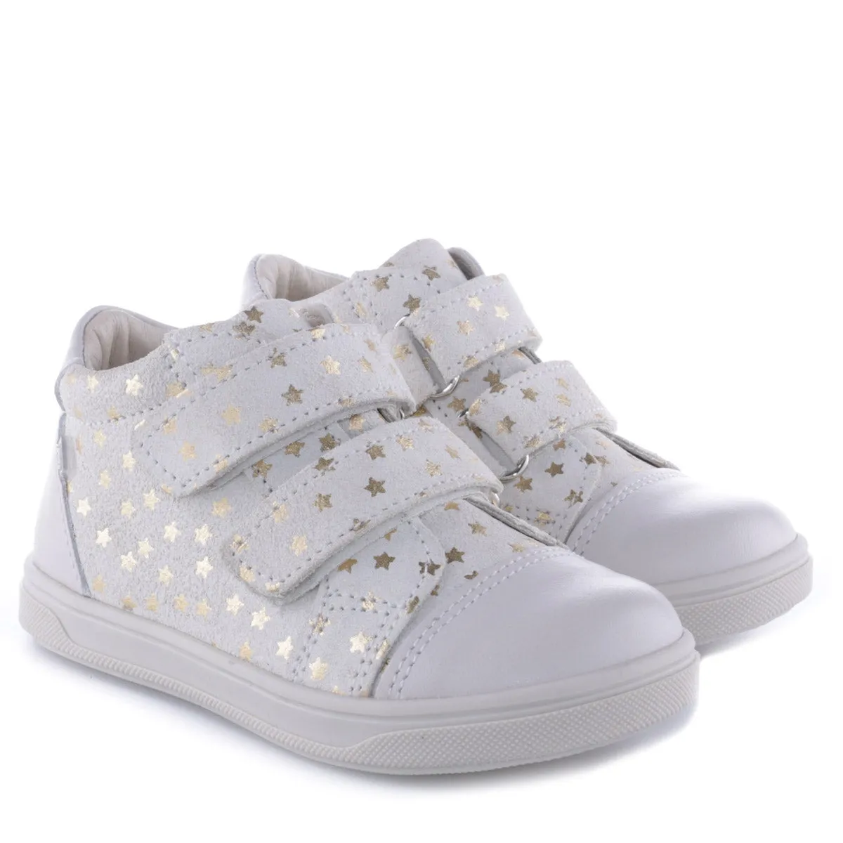 Emel Off-White/Gold Star Velcro Sneaker