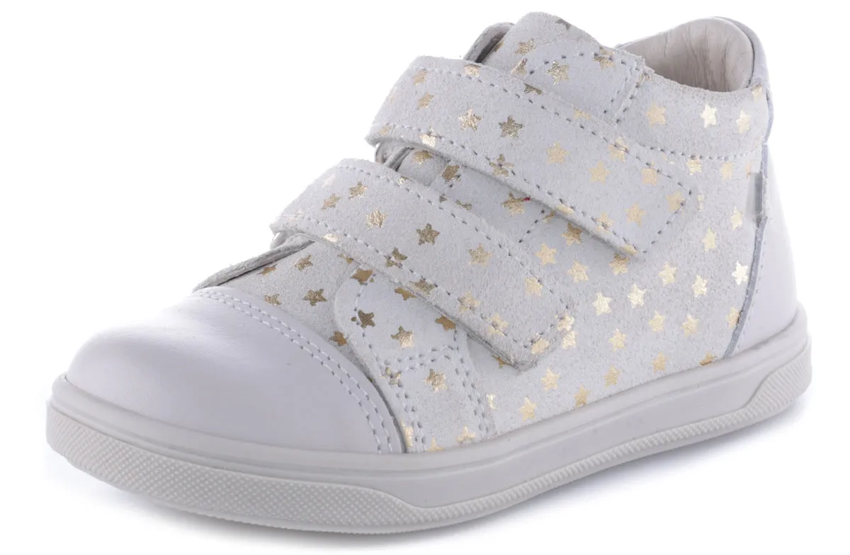 Emel Off-White/Gold Star Velcro Sneaker