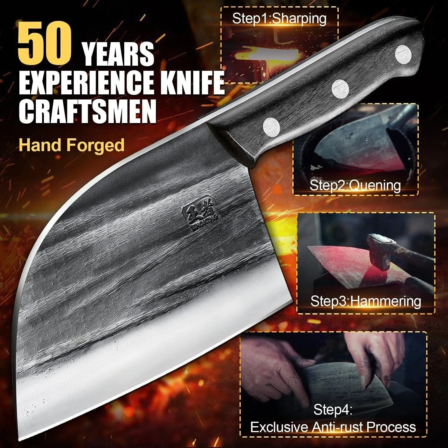 ENOKING Meat Cleaver Knife (6.7" Handmade)