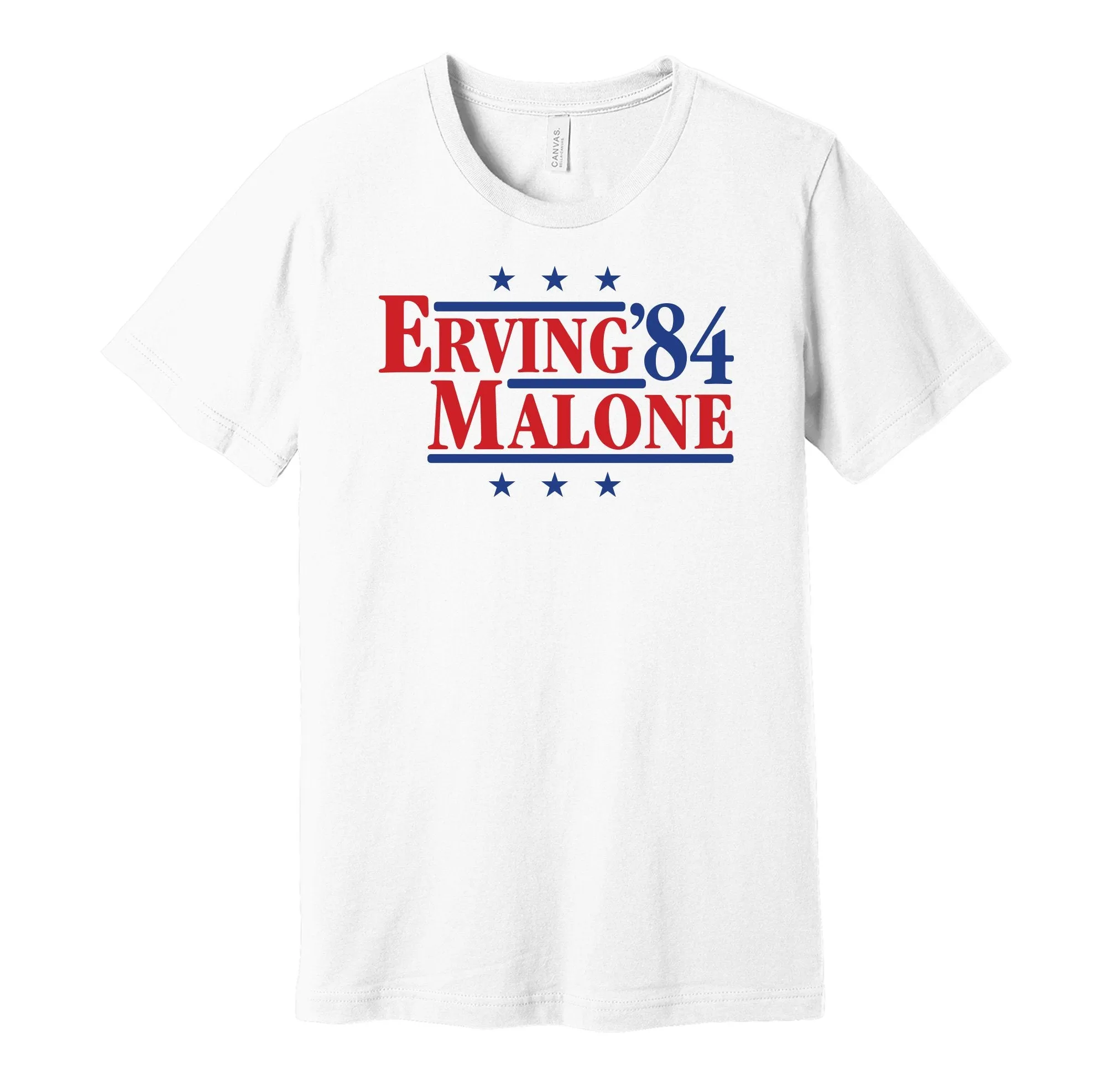 Erving & Malone '84 - Philadelphia Basketball Legends Political Campaign Parody T-Shirt - Hyper Than Hype Shirts