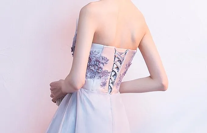 Fashionable Tulle High Low New Party Dress with Flower Applique, Party Dress