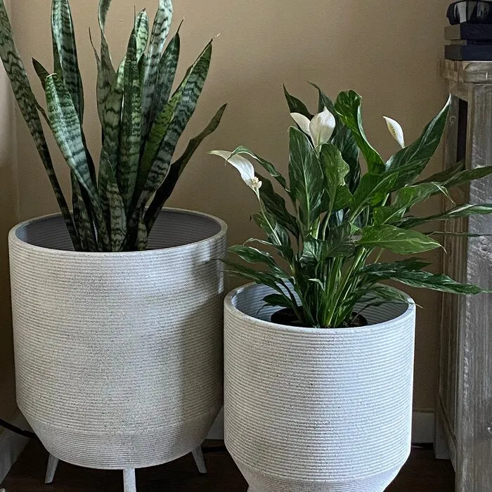 FirsTime & Co. Buena Vista Planter 2-Piece Set, American Crafted, Aged White, Indoor/Outdoor, 14 & 19", Retails $162 