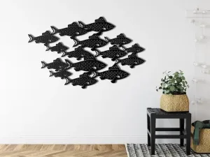 Fish Shoal Metal Wall Art