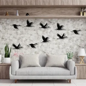 Flying Flock of Cranes Metal Wall Art