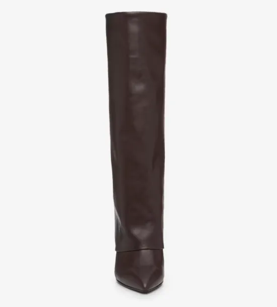Fold Over Cuffed Knee High Wedge Bootie