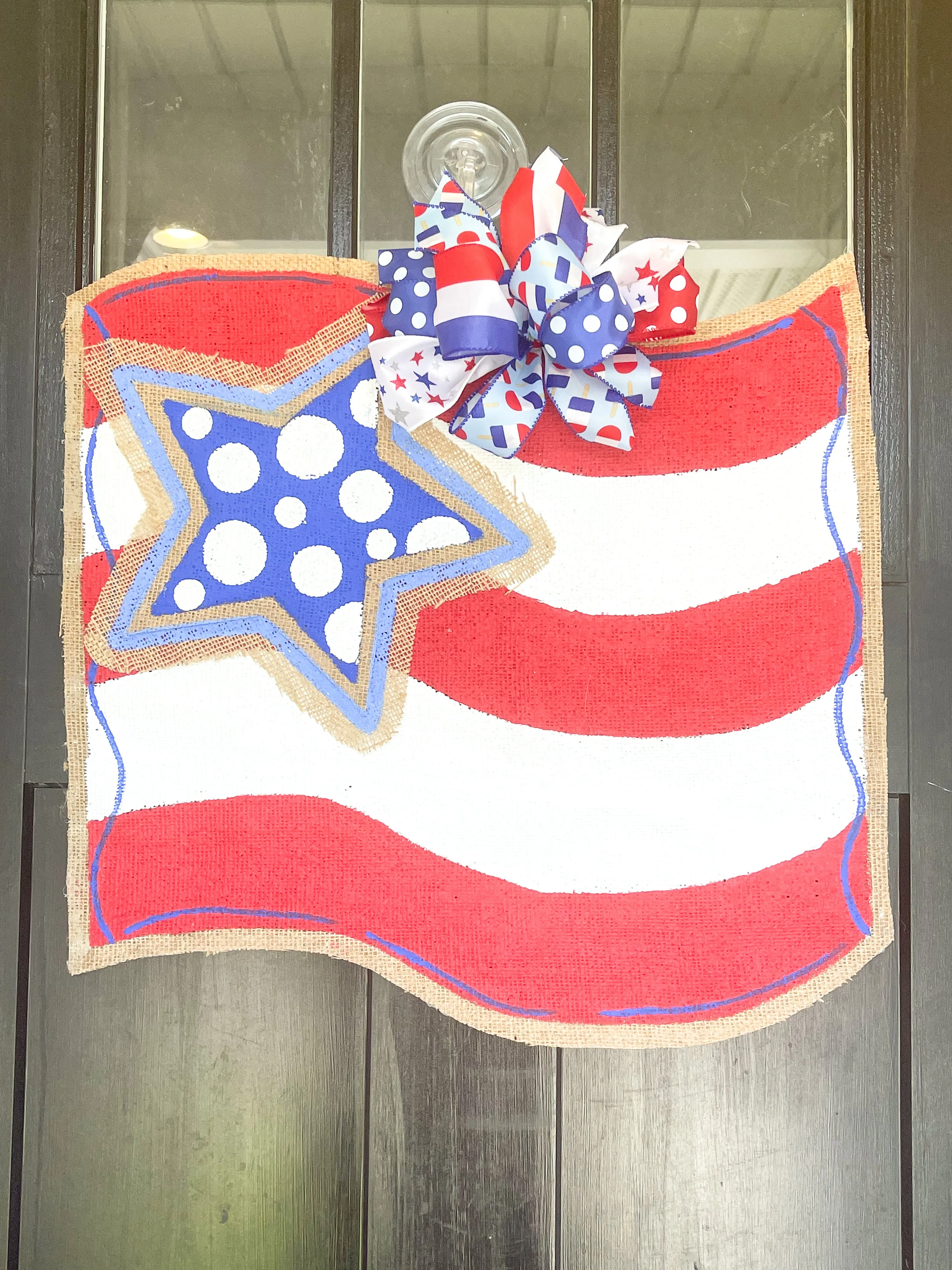 Fourth of July Burlap Door Hanger - American Flag