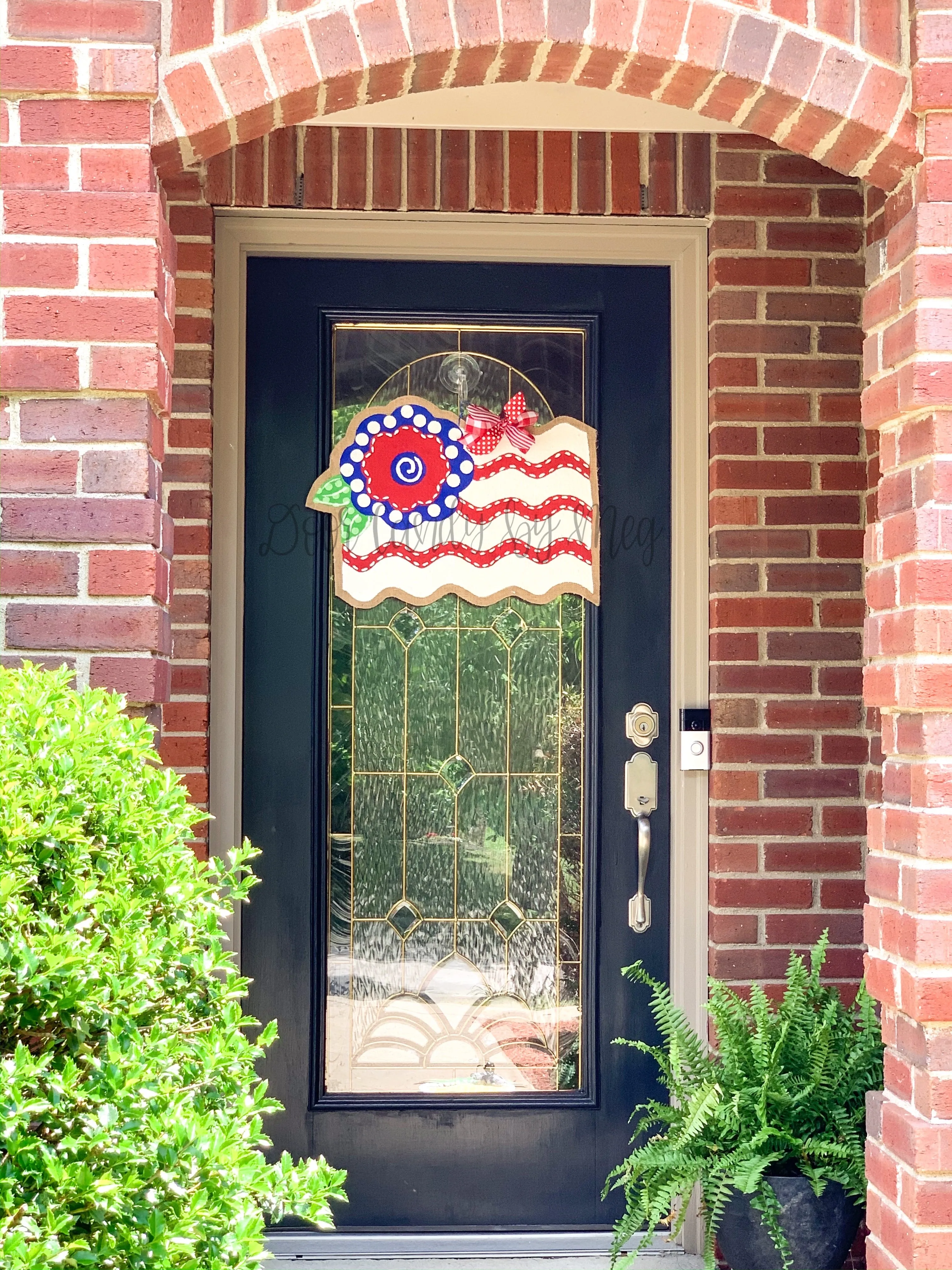 Fourth of July Burlap Door Hanger - Floral Flag