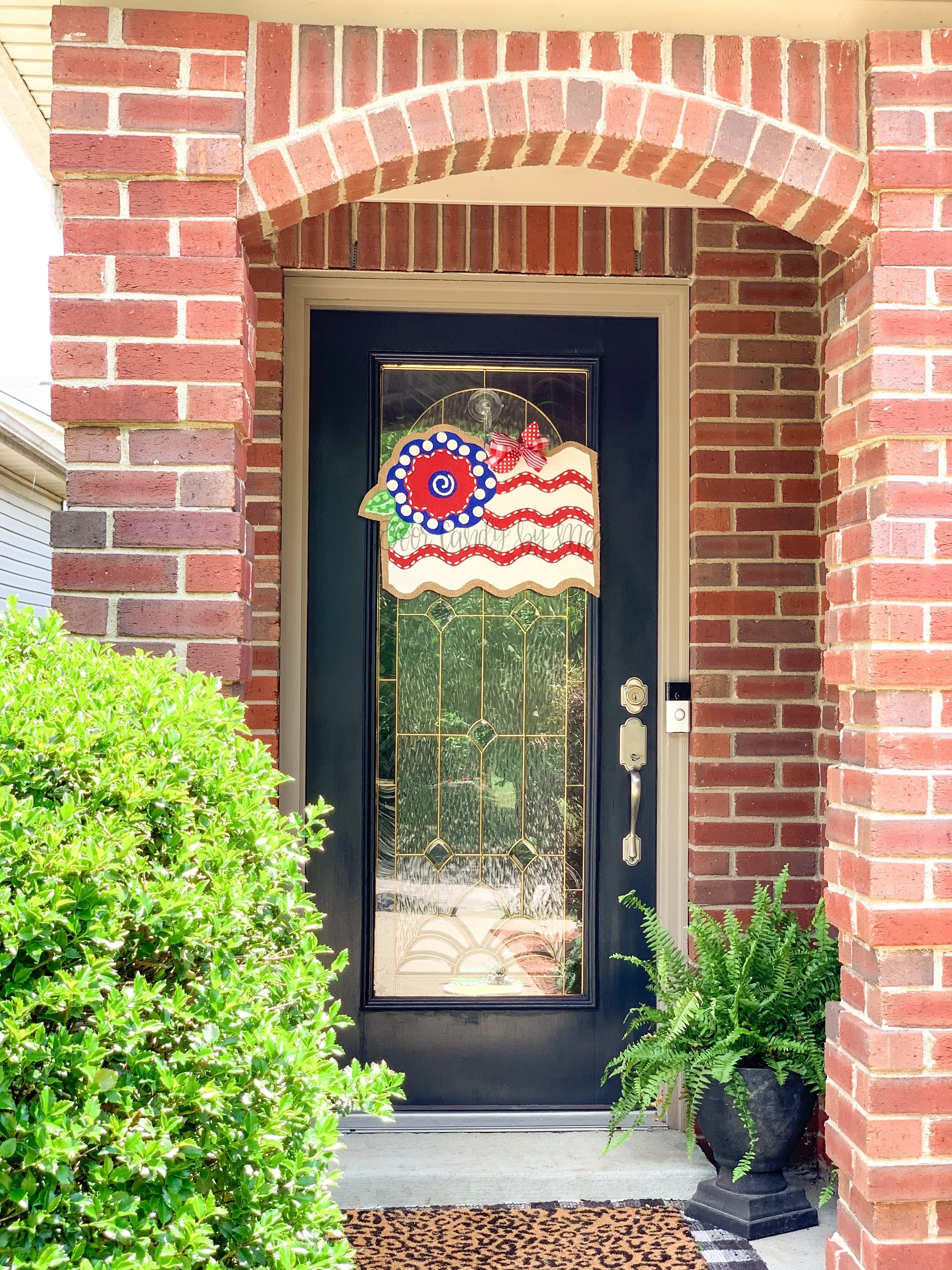 Fourth of July Burlap Door Hanger - Floral Flag