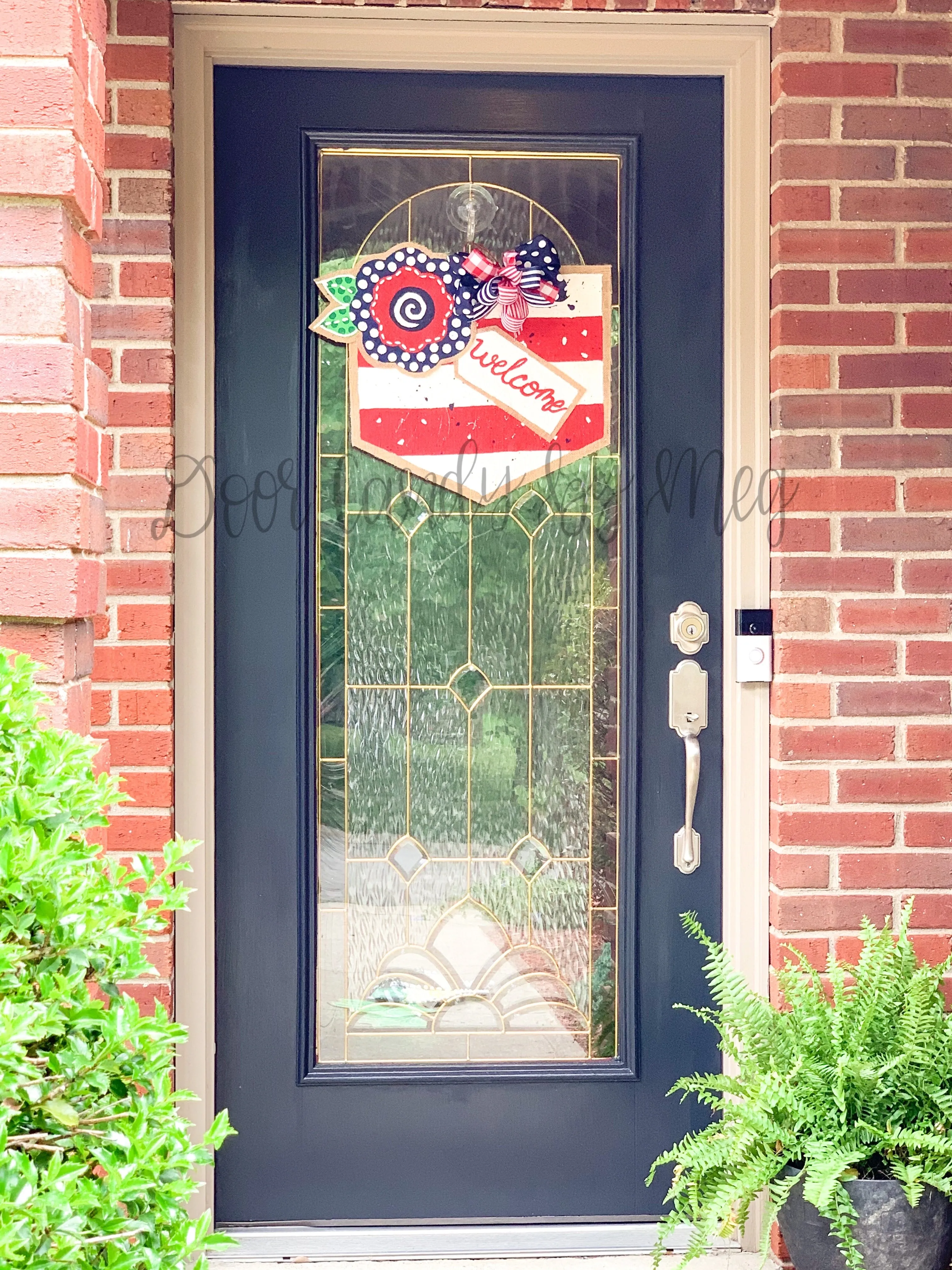 Fourth of July Burlap Door Hanger - Floral Welcome Banner