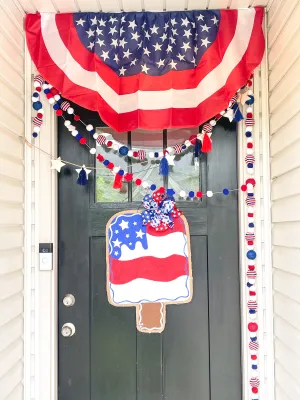 Fourth of July Burlap Door Hanger - Red, White and Blue Popsicle