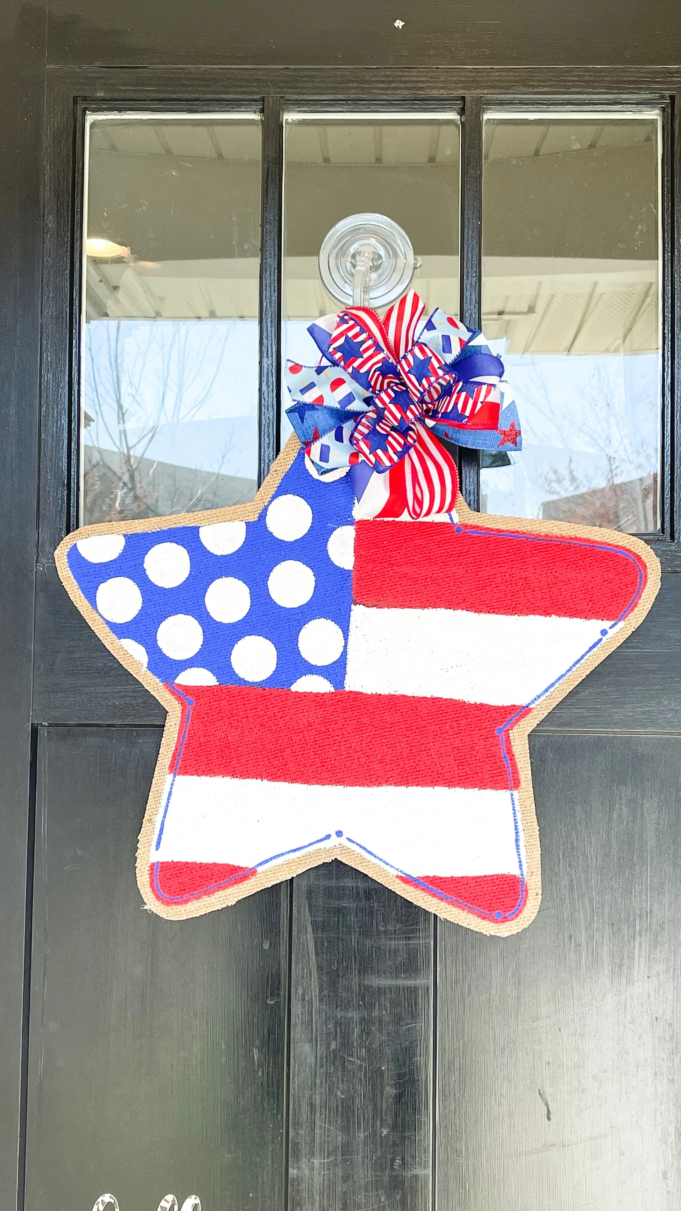 Fourth of July Star Burlap Door Hanger