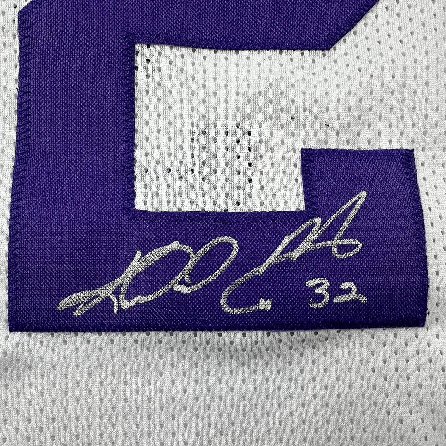 Framed Autographed/Signed Karl Malone 33x42 Utah White Retro Basketball Jersey J