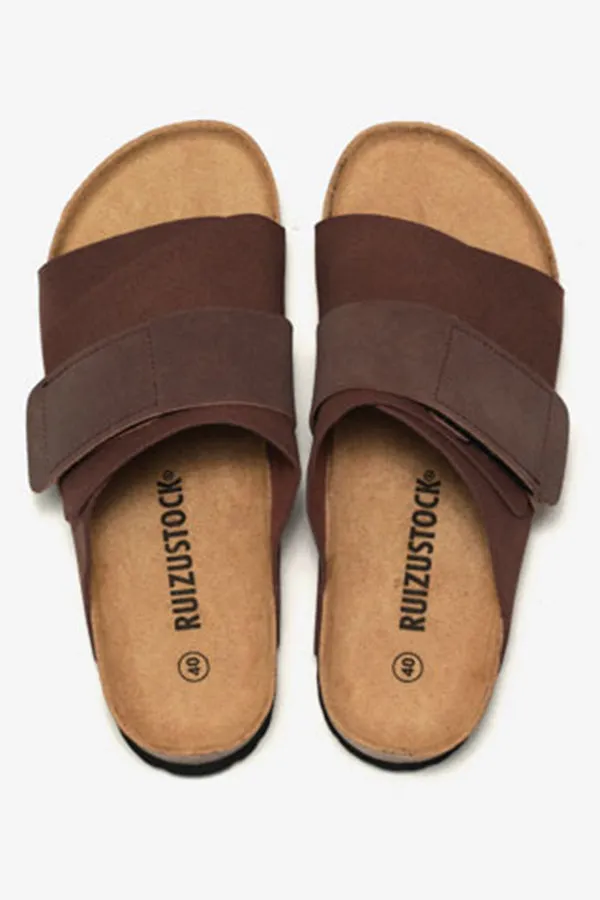 Frosted Leather Beach Slip-on Sandals