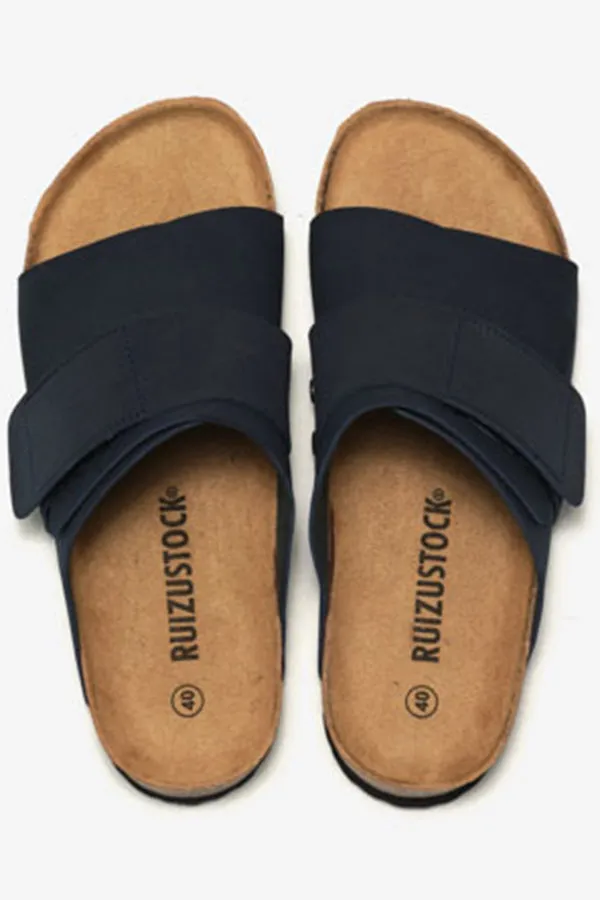 Frosted Leather Beach Slip-on Sandals