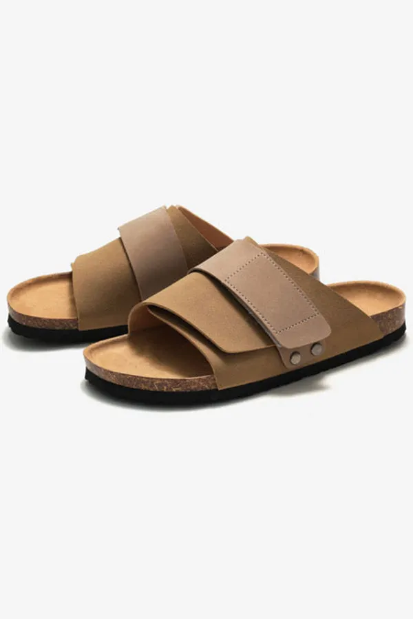 Frosted Leather Beach Slip-on Sandals