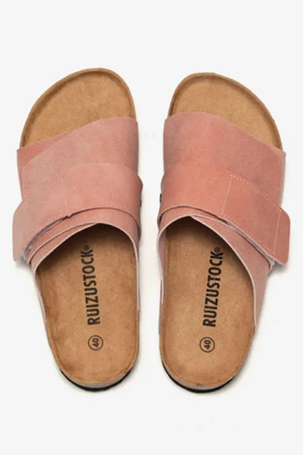 Frosted Leather Beach Slip-on Sandals