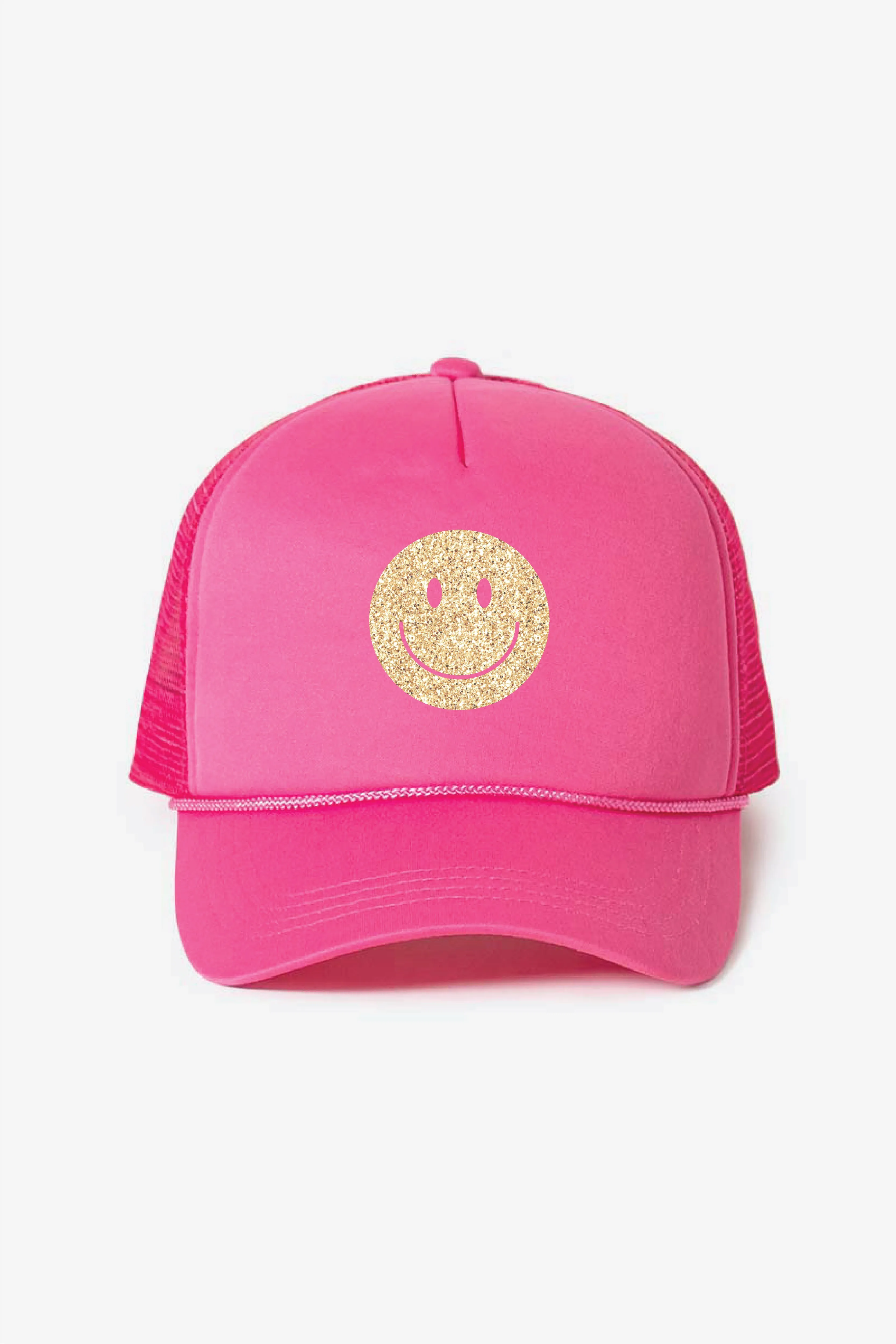 FWCAPM2213 - SMILEY Face Glitter Trucker hat