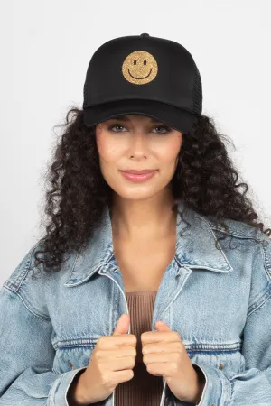 FWCAPM2213 - SMILEY Face Glitter Trucker hat