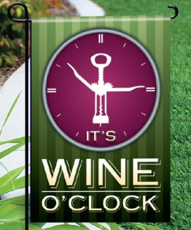Garden Flag - Wine O'Clock - Green