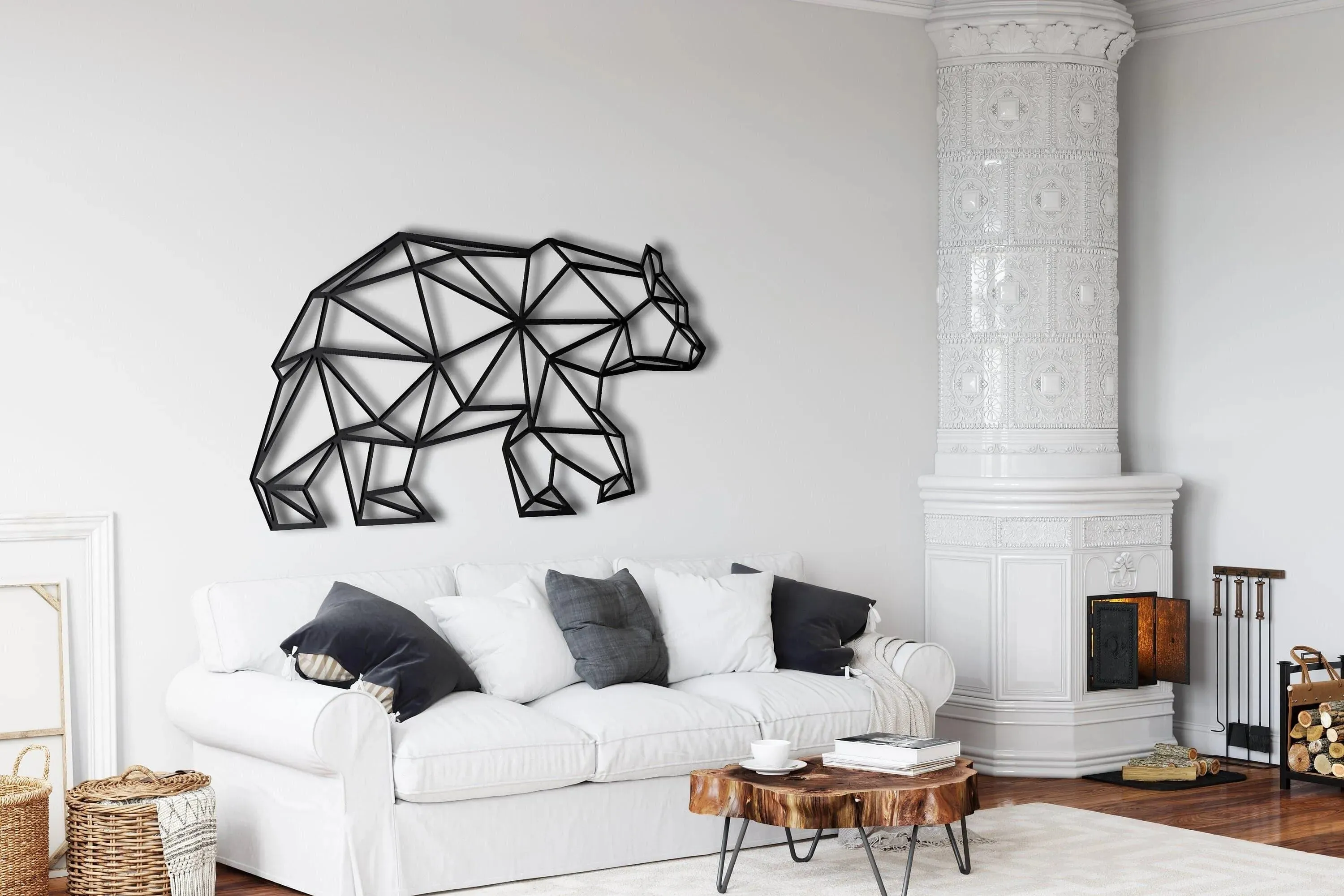 Geometric Bear Metal Wall Decor